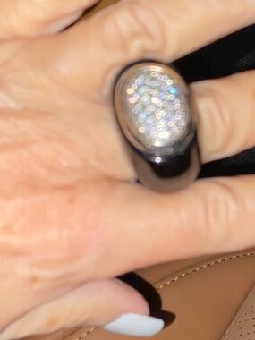 Nordstrom Black Band Ring with Sparkling Clear Stones